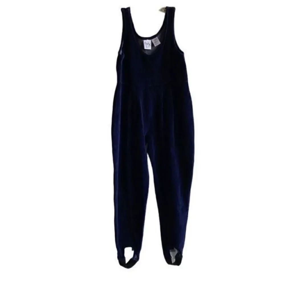 Badge girls, navy blue velvet/velour jumpsuit size 7/8 ￼